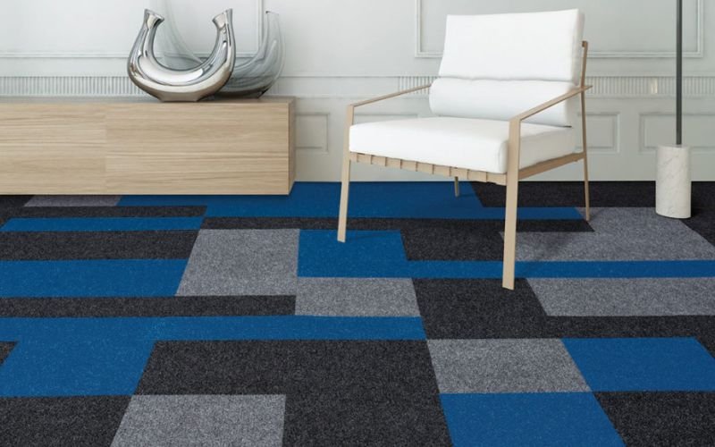 Finished multicolor carpet tile floor