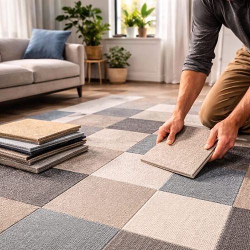 Home carpet tile installation