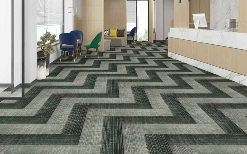 VOC-free, hypoallergenic fiber construction stocked by Carpet Tiles Dubai — engineered for Dubai Municipality indoor-air-quality norms and underfloor-heating compatibility.